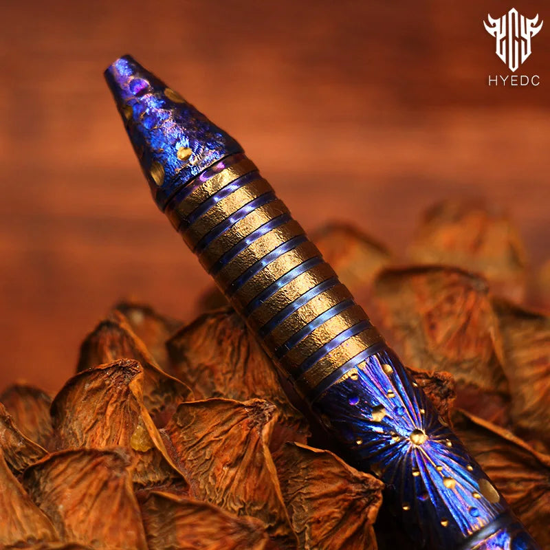 Titanium Alloy Tactical Pen Hand Carved Star Sky Limited Edition Tungsten Pen Decompression EDC Metal Signature Neutral Pen