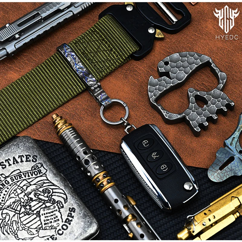 Limited Edition Titanium Hand Carved Rock Texture Keychain Alloy Belt Men's Sports Waist Pendant Car Accessory