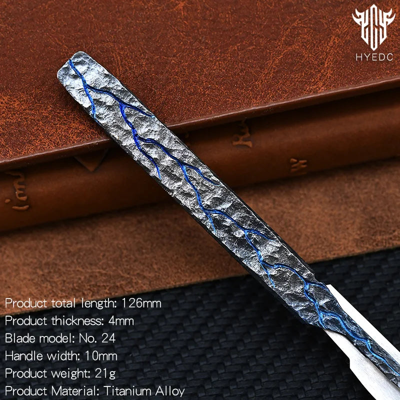 Hand Carving Rock Texture Titanium Alloy Camping Knife Sharp Folding Keychain Gift Carry-on Safe Sharp Folding Knife EDC
