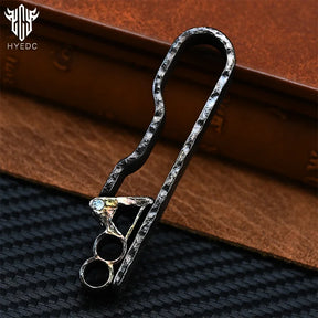 Limited Edition Titanium Hand Carved Rock Texture Keychain Alloy Belt Men's Sports Waist Pendant Car Accessory