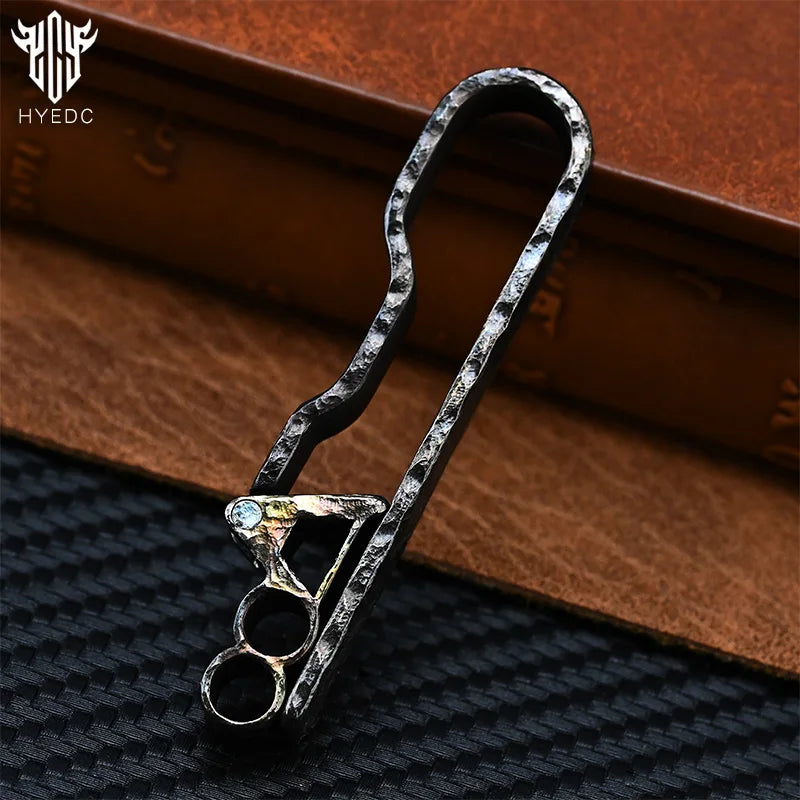 Limited Edition Titanium Hand Carved Rock Texture Keychain Alloy Belt Men's Sports Waist Pendant Car Accessory