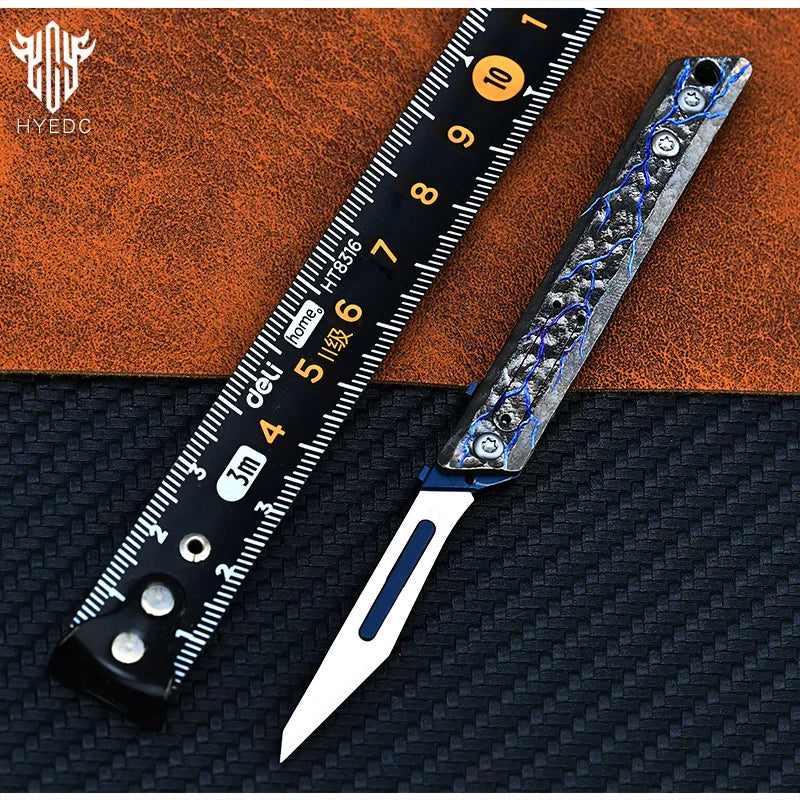 Titanium Hand Carving Rock Texture Alloy Art Knife Keychain Portable EDC Disassembly Tool Multi-Functional Compact Design