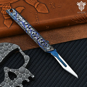 Titanium Hand Carving Rock Texture Alloy Art Knife Keychain Portable EDC Disassembly Tool Multi-Functional Compact Design