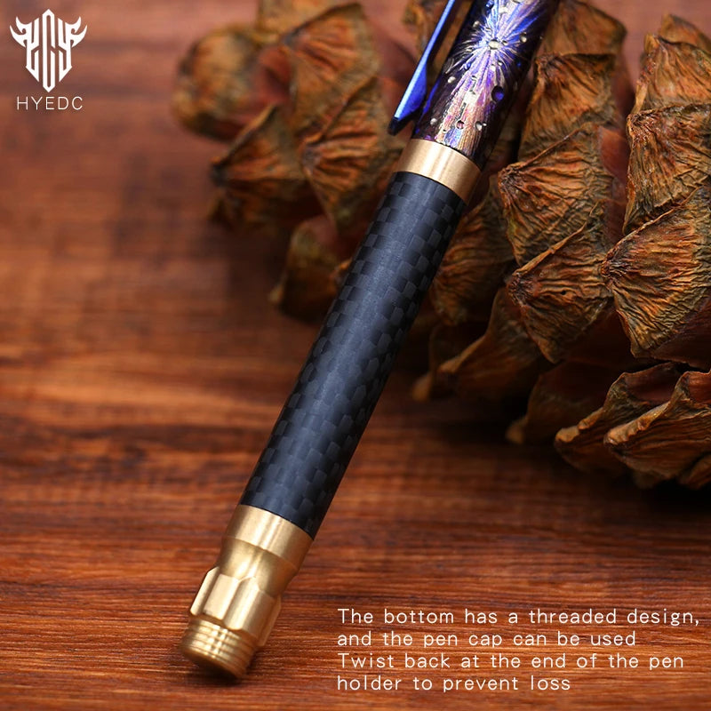 Star Sky Hand Carved Titanium Alloy Tactical Pen - Limited Edition EDC Metal Signature Neutral Outdoor Stationery