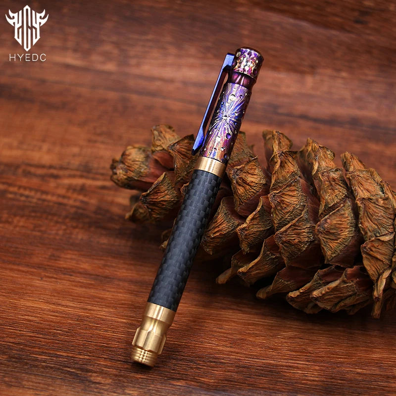 Star Sky Hand Carved Titanium Alloy Tactical Pen - Limited Edition EDC Metal Signature Neutral Outdoor Stationery