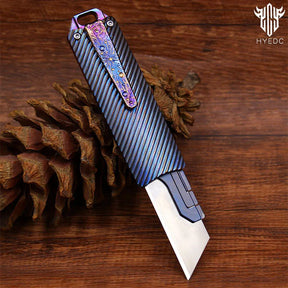 Star Sky Titanium Heavy Alloy Push Knife Tactics Pocket Cutter Paper Knife can Replace Blade Art Knife Wallpap