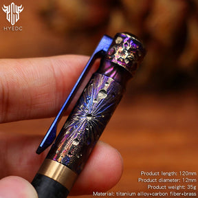Star Sky Hand Carved Titanium Alloy Tactical Pen - Limited Edition EDC Metal Signature Neutral Outdoor Stationery