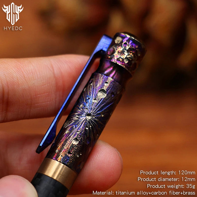 Star Sky Hand Carved Titanium Alloy Tactical Pen - Limited Edition EDC Metal Signature Neutral Outdoor Stationery