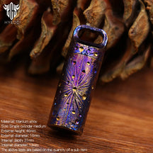 Handcarved Star Sky Mini Titanium Alloy Sealed Medicine Bottle Portable Waterproof Outdoor EDC First Aid Supply Canister