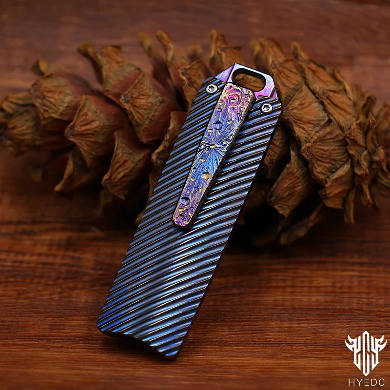 Star Sky Titanium Heavy Alloy Push Knife Tactics Pocket Cutter Paper Knife can Replace Blade Art Knife Wallpap